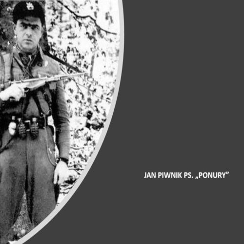 Jan Piwnik (ps. „Donat”, „Ponury”) cichociemny, legendarny dowódca oddziałów partyzanckich AK w Górach Świętokrzyskich. Opracował: Jerzy Moskal